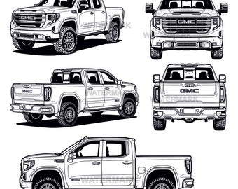 GMC Sierra SVG,PNG 5 different angle view designs