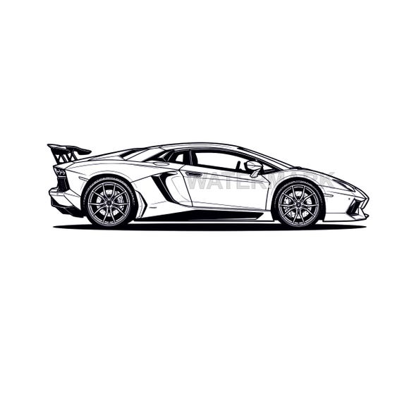 Lamborghini Aventador SVG, PNG 7 Different View Design +