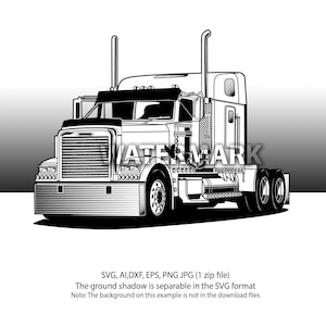 Semi-camion Freightliner Classic svg,ai,dxf,eps,png,jpg