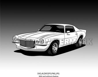 T-shirt Chevrolet Camaro Z28 2ème Génération (1970-1973) - Noir/Blanc/Gris - Taille S à 3XL - Gildan
