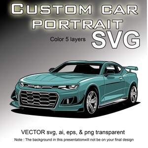 Retrato de carro personalizado com 5 camadas de cores SVG,ai,eps,png