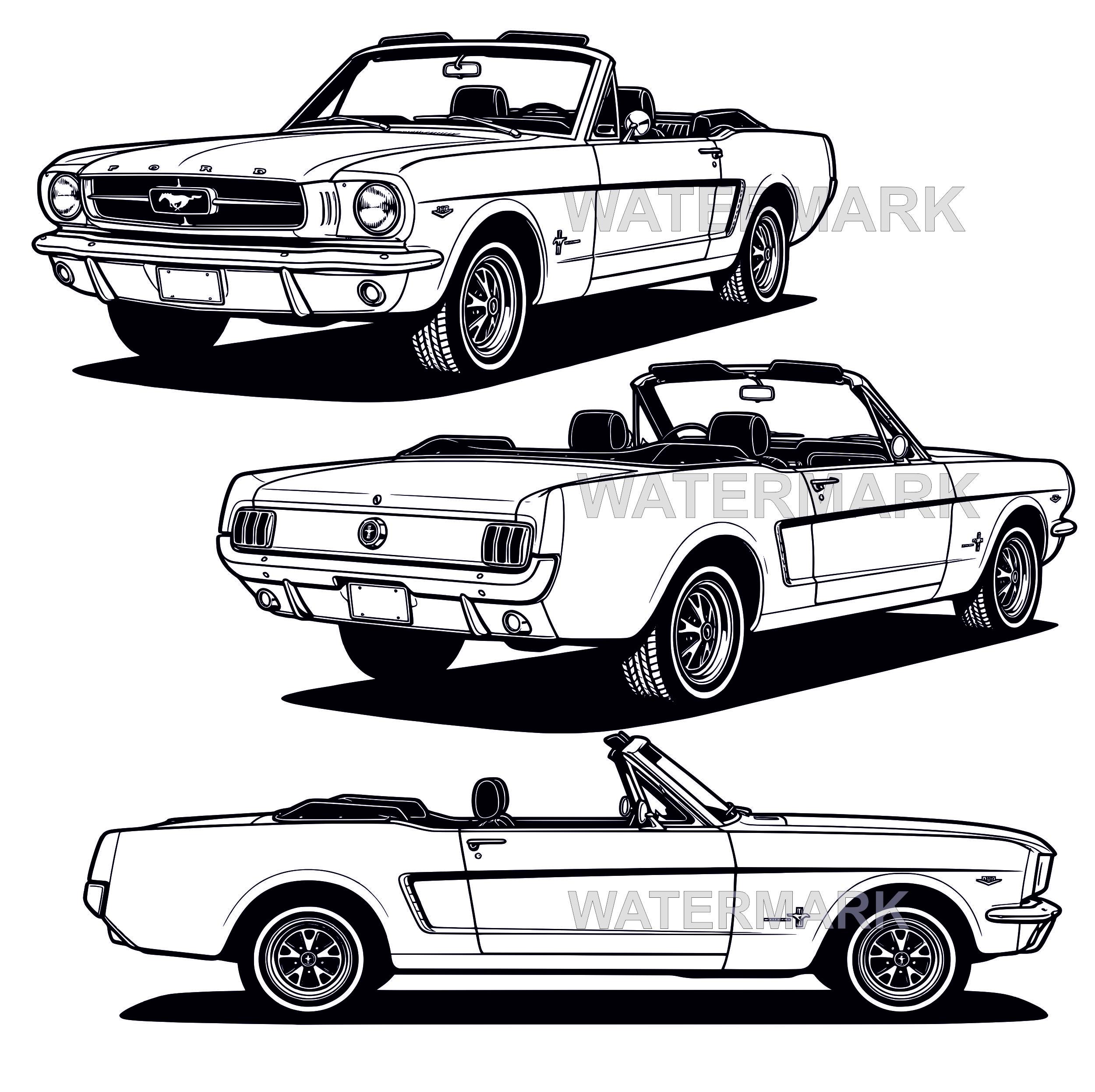 1965-1967 フォード マスタング SVG、クラシック マッスルカー 