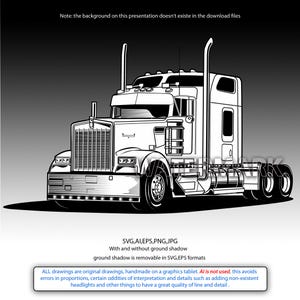 Semi camion Kenworth svg, cdr, dxf, ai, eps, png, jpg