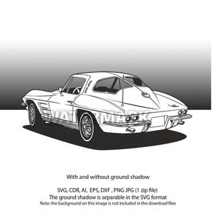 Chevrolet Corvette 1963 Back View Svg,cdr,ai,dxf,eps,png,jpg - Etsy
