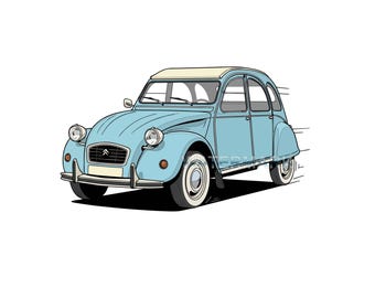 2cv Citroen Cartoon Style Pop Art SVG, PNG - Etsy