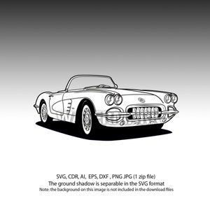 Chevrolet Corvette 1960 svg,cdr,ai,dxf,eps,png,jpg