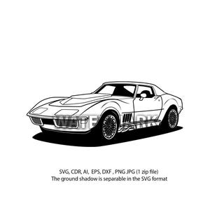 Chevrolet Corvette Stingray 1970 svg,cdr,ai,dxf,eps,png,jpg