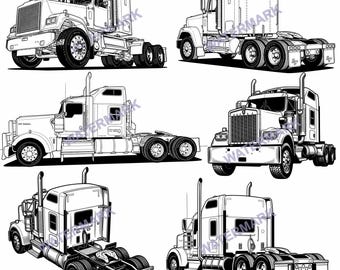 Kenworth W 900 A 6 different angle view SVG, PNG