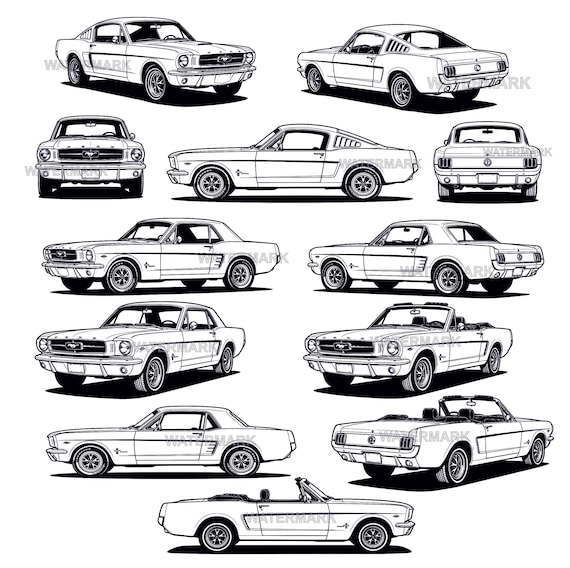1965-1967 フォード マスタング SVG、クラシック マッスルカー