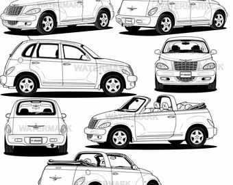 Chrysler Cruiser SVG, PNG 7 different angle view designs