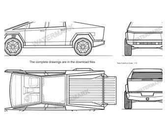 Blueprint Tesla Cybertruck svg, pdf, ai, eps, dxf (original artwork inspired)