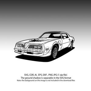 May include: A black and white line drawing of a classic muscle car. The car has a long hood, a wide grille, and a distinctive rear end. The car is facing the viewer and is set against a gray background.