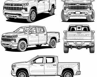 Chevrolet Silverado 2025  SVG, PNG, 5 different angle view design