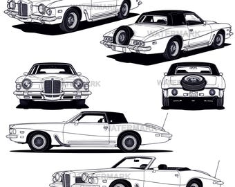 STUTZ Blackhawk 1973, SVG, PNG 6 different  design view