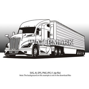 Semi-camion Kenworth T 680 avec remorque svg,ai,eps,png,jpg
