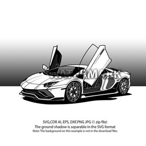 Lamborghini Aventador open deuren svg, cdr, ai, dxf, eps, png, jpg