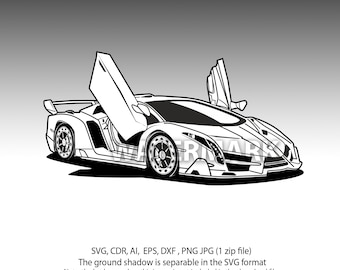 Lamborghini Veneno open doors svg,cdr,ai,dxf,eps,png,jpg