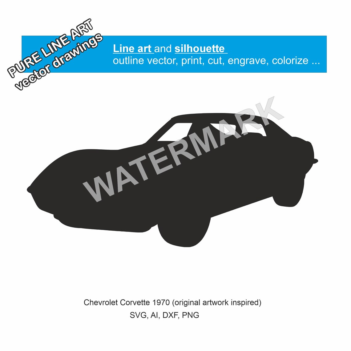 1970 Chevrolet Corvette Svg,ai,dxf,png, Line Art - Etsy