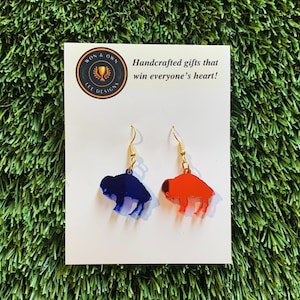 Buffalo Football Red Blue Earrings