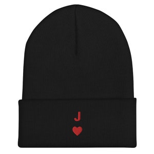 Jack of Hearts Beanie Mütze | Umarme Wärme & Liebe | Strickmütze für Kartenspiel-Liebhaber | Perfektes herzliches Geschenk für Männer und Frauen