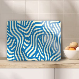Abstract Pattern Cutting Board, Blue Cutting Board, Modern Pattern Serving Board, Modern Chopping Board, Healthy Glass Cutting Board,