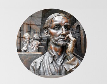 Arte in vetro personalizzata, parete in vetro astratta, arte murale, parete in vetro color bronzo, stampa su vetro personalizzata, arte in vetro con statue,
