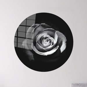 Rose Wall Decoration,White Rose Photography,Glass Wall Decor,Personalized Glass Art,Wall Art,Rose Lover Gift Wall Art,