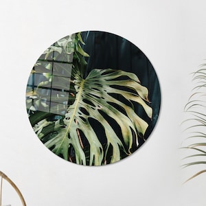 Mural Art,Floral Glass Wall,Custom Glass Printing Wall Art,Large Glass Wall Art,Botanical Glass,Plam Leaves Tempered Glass,