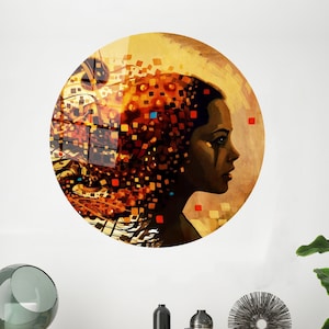 Tempered Glass,Personalized Glass Art,Woman Portrait Wall Decoration,Glass,Abstract Woman Glass Wall Art,Modern Woman Wall Decoration,