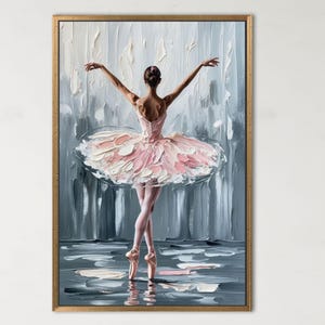 Póster de bailarina, arte mural moderno, obra de arte para habitación de niña, lienzo de bailarina, decoración de pared rosa, caja de regalo personalizada, decoración de habitación de niña, arte en lienzo.