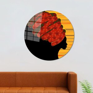 Ethnic Glass Wall Art,Custom Glass Printing Wall Art,Wall Decoration,Silhueta Mulher Negra,Tempered Glass,Black Woman Wall Decor,