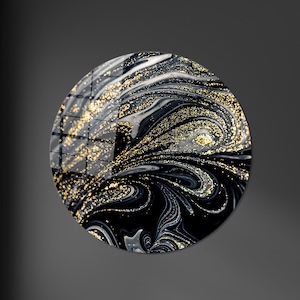 Mural Art,Black And Gold,Glass Wall Decor,Wall Decoration,Contemporary Glass Wall Art,Modern Glass Wall Art,