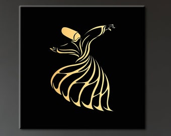 Whirling Dervish Painting, Contemporary Canvas Art, Ramadan Eid Gift Printed, Whirling Dervish Art Canvas, Muslim Art Canvas, Islamic Art Ca