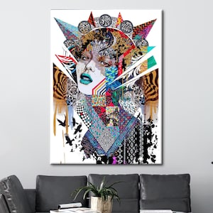 Modern vrouwenportret, abstracte vrouwenkunst, vrouwenmuurkunst, moderne kunstwerken, vrouw gezicht muurkunst, vrouwenportret gedrukt, abstracte poster,