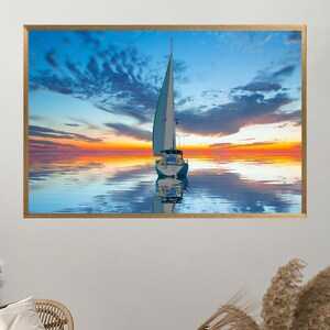 Modern Poster, Sea Canvas, Sailing Boat Canvas Print, Large Canvas Art, Wall Decoration, Wall Hanging, Holiday Decor Art, Large Wall Art,
