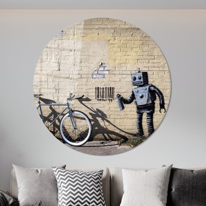 Banksy Wall Art,Glass Wall Decor,Glass Wall Art,Painting Wall Art,Street Glass Decor,Glass Wall Art Modern,Graffiti Glass Art,