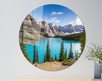 Lake View Glass Wall Art,Landscape Glass Wall,Glass Wall Art,Moraine Lake,Wall Art,Glass Art Gift,Moraine Lake Glass Wall Art,