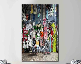 Banksy Graffiti, Street Canvas, Modern Graffiti Canvas, Graffiti Artwork, Abstract Wall Decor, Banksy Graffiti Art, Painting Canvas Art,
