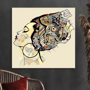 African Woman Portrait, Woman Printed, African Art, Abstract Woman Canvas, Ethnic Artwork, Ethnic Woman Canvas, Woman Portait Canvas Art,