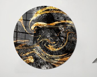 Glass Art Gift,Alcohol Ink Glass Decor,Fashion Wall Decoration,Glass Wall Art,Personalized Glass Art,Gold Glass Wall Art,