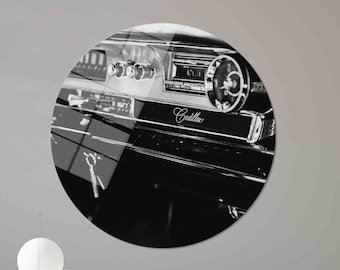 Glass Wall Art,Cadillac Black White Poster,Glass Wall Art Modern,Custom Glass Printing Wall Art,Old Car Glass Wall,Cadillac Wall Art,