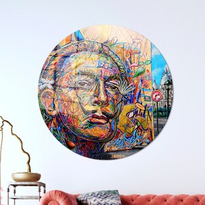 Glass Art Wall Decor,Abstract Wall Art,Personalized Glass Art,Canvas Glass Art,Salvador Dali Graffiti Glass Wall Art,
