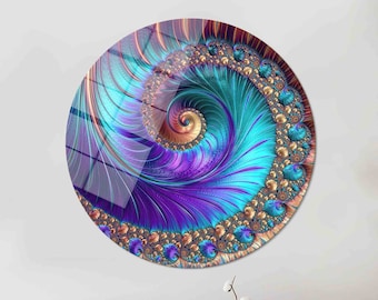 Tempered Glass, Glass Custom For Art, Glass Art Wall Decor, Abstract Fractal Patterns And Shapes, Colourful Spiral Tempered Glass,