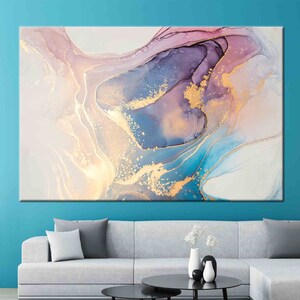 Cartel abstracto, arte de mármol, arte de mármol rosa, estampado moderno, decoración de pared de mármol azul, estampado de mármol de lujo, estampado brillante,