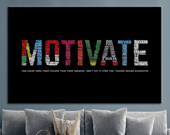 Motivate, Workplace Art Canvas, Positive Wall Art, Positive Quotes Wall Decor, Inspirational Canvas, Success Art, Motivational Wall Art,