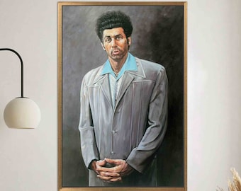 Famous Artwork, Personalized Gift For Him, Kramer Portrait Wall Art, Cosmo Kramer Artwork, Modern Canvas Decor, Wall Decoration, Canvas Art,