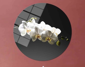 Orchid Photo Wall Decor, Flowers Tempered Glass, Orchid, Large Glass Wall Art, Glass Art Gift, Wall Decor, Floral Glass Wall,