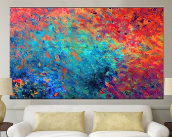 Abstract Canvas Art, Abstract Colorful Printed, Orange Canvas, Red Wall Decor, Contemporary Printed, Modern Canvas, Colorful Artwork,