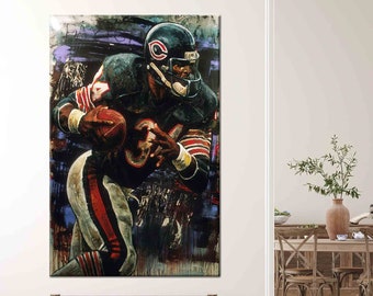 Opere d'arte di Walter Payton, tela artistica sportiva americana, arte motivazionale, stampa in palestra, arte motivazionale, stampa famosa, tela artistica sportiva,