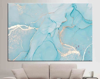Silver Marble Poster, Modern Marble Canvas, Abstract Wall Decor, Alcohol Ink Wall Art, Turquoise Marble Artwork, Marble Artwork,